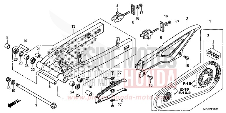 BRAS OSCILLANT de NC700S DCT SEAL SILVER METALLIC (NHA14) 2013